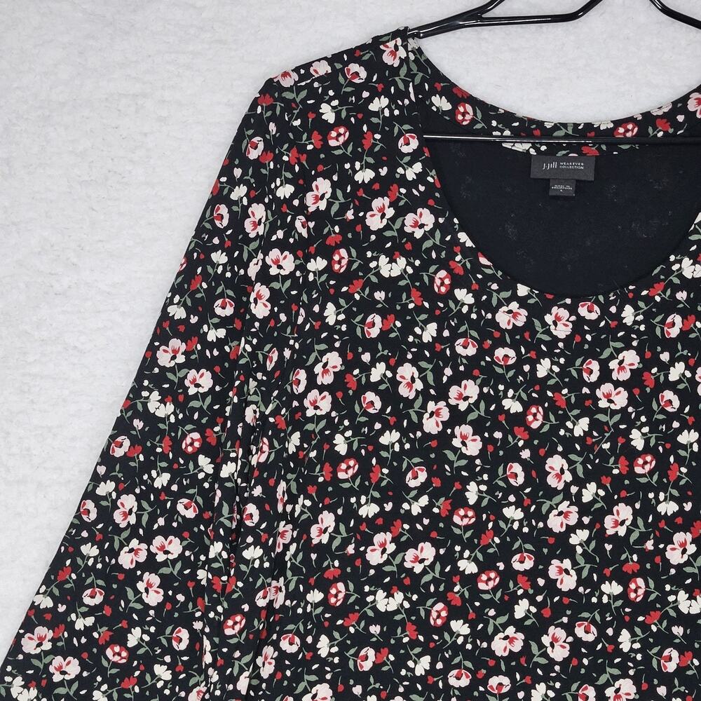 J. Jill Wearever Collection 3/4 Sleeve Romantic Floral Stretchy Tunic Women's LG - Picture 3 of 14